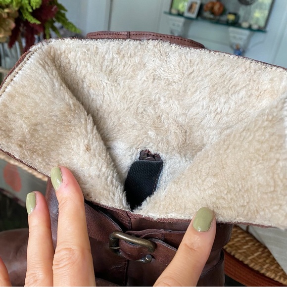 👢 LANQIER BROWN EDGY BUCKLE CHUNKY HEEL BOOTIES! - Picture 10 of 16